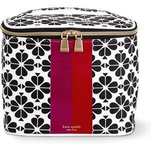 Kate Spade Black Lunch  Floral Thermal Bag with Double Zipper Carrying Handle
